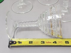 Set Of 4 Vintage Clear Glass Goblets With Gold Trim & Textured Leaf Design