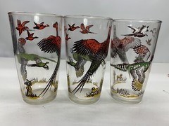 Vintage Hazel Atlas Pheasant & Setter Hunting Glasses Set Of 3