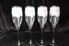 CRYSTAL DESIGN FRANCO S.R.L. VETRERIE CRISTALLERIE ITALY 4 CHAMPAGNE FLUTE 9 3/4