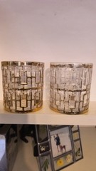 2 Shoji Trellis 22K Gold Rocks Glasses Mid Century Imperial Vintage Barware