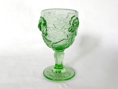 1990s Vintage Light Green “Madonna Rose” 6.5″ Goblet from Madonna Inn LG Wright