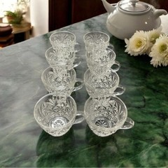 Vintage Arlington Cut Crystal Punch Cups Set of 8 Clear Glass 3in Elegant VG