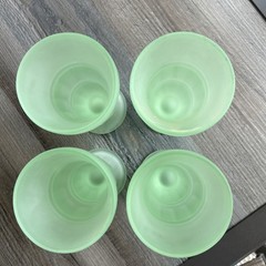 Lot of 4 Vintage Indiana Glass Frosted Fountain Ware Green Soda Milkshake 1970’s