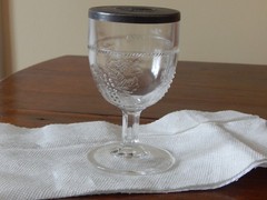 2- EAPG Pattern Glass Goblets With Lids Cambell & Jones Currant Pattern
