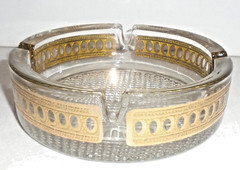 Vintage Glass Gold Inlay Ashtray, 6″