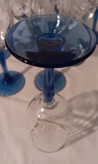 Vtg Lenox Crystal Wine Glasses Cobalt Blue Stem Drapped Swirl Gold Rim Set 10