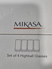 Mikasa 12oz 4Pack Highball Crystal Glasses In Original Box Never Used Beautiful