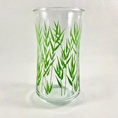 Vintage Libbey St. Clair Green Bamboo Leaf Glasses Set of 6