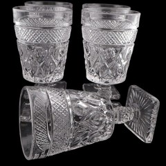 Imperial Glass Cape Cod 1602 Goblets Set of 5 Clear Pressed Glass Water Wine USA