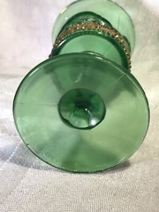 vintage coopers mills, ME green glass souvenir goblet