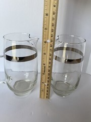Vintage Libbey Silver Band Small Pitcher and Cocktail Mixer