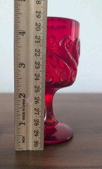 Set of 2 Vintage LG Wright/National Pressed Glass Repeat Wave Red Goblets 4.5″