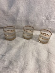 Vintage Juice Glasses High Ball Barware with Gold Trim stunning Mint set of 3