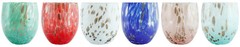 Murano Glass Drinking Tumblers Set of Six 6 Blue Red Green White Bronze Venice