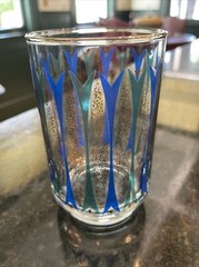 VTG. LIBBEY “Sea Garden” ATOMIC MCM Blue Green Gold Glass