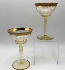 Set of 2-Athens Diana Champagne Gold Yellow, Gold Encrusted Tiffin-Franciscan