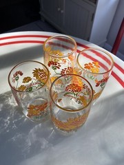 VINTAGE NANCY LYNN SET OF 4 – 10oz SUNFLOWER DRINKING GLASSES GREAT SHAPE