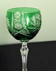 Rare AJKA Crystal «ALBRACCA» Lead Crystal Emerald Green Wine Glass, 7.5″, 6oz