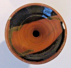 Handmade Studio Art Pottery Redware Goblet – Black & Brown Glaze UNSIGNED