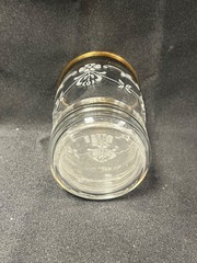 Set Of 4 Vintage Macbeth Evans Coralene Pattern Glass Tumblers W/Metallic Trim
