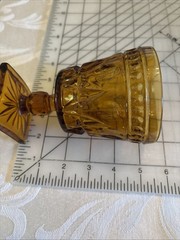 Vintage Indiana Glass Colony Park Lane Square Footed Amber Wine Sherry Glass