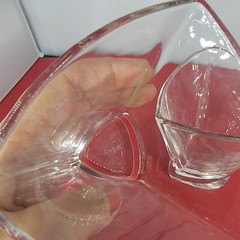 (2) Joyjolt Geometric Octagon Martini Low Ball Whiskey Glasses Crystal 3.75″