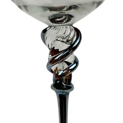 Pair Romeo Art Glass Wine Goblets Minh Martin 10.25″ Tall Iridescent Water Stem