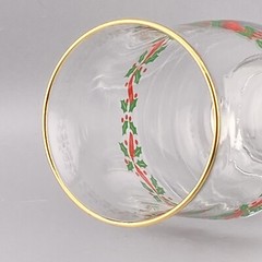 (2) Libbey Holly Ribbon Glasses Tulip Shape Tumblers Intact Gold Rims Vintage