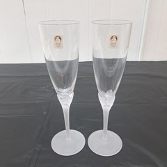 Vintage Sasaki Crystal Stemware Champagne Glasses Frosted Floral Roses New