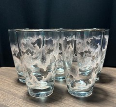 Libbey Drinking Glasses Pink Frosted Duchess Pattern & Gold Rim Set Of 5 VTG 50s