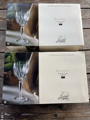 8 Cristal De Arques 24% Lead Crystal Stemmed Goblits With Original Boxes 10.25oz
