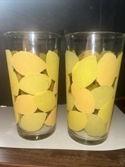 2 VTG Libbey Lemon Yellow Glass Tumblers Large 16oz Iced Tea 6.5″ MCM EUC A+