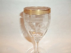 Set of 5 Vintage Etched Crystal Liquor Glasses Fleur de Lis Design 4 1/4”..NICE!