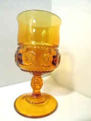 Indiana Glass Co Kings Crown/Thumbprint Amber Goblet 5 1/2″