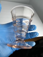 Beautiful Pink Glass Block Optic Tumbler Vase Cocktail Glass