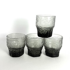 Vintage Aslak Gray Glasses MCM by Tapio Wirkkala Iittala, Finnish, Set Of 4