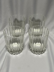 Four (4) PAB6 by Pasabahce 10 Oz. Cut Vertical Double Old Fashioned 4” Glasses