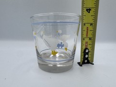 Vintage COUNTRY GOOSE Old Fashioned Glass Tumbler White Blue Bow Cottagecore