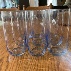 Set Of 9 Libby Misty Blue Vintage Optic Swirl Drinking Glasses Set GW0001