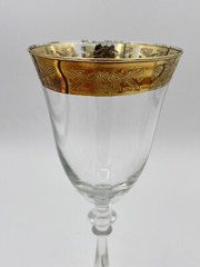 Vintage Cristalleria Fratelli Fumo Gold Rimmed Wine Glasses 8.5” Handmade Italy