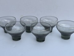 6 MCM Holmegaard Denmark Smoke Glass Canada 3″ Sherbet Dessert Glass Per Lutken
