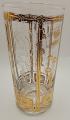 Culver 22k Gold Asian Oriental Highball Glass MCM