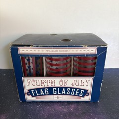 Americana Stars & Stripes Flag Glasses by Williams-Sonoma, Set of 6 –15oz 4July