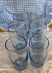 Vtg Libbey DUZ Detergent Misty Blue Sapphire Swirl Base Tumblers Set of 6