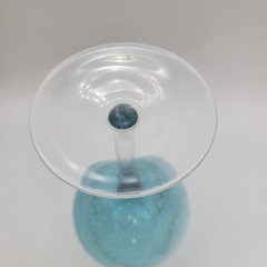Pier 1 Teal Blue Crackle Balloon Stemmed Wine Glasses – 18 oz – Retired