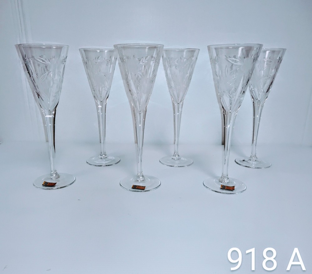 Set 6 Bohemian Handmade Crystal Czech Republic Cordial Glasses 6.8 Fl Oz (7.0)