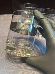 Silver Band Hunting Scene Rocks Glasses Set of 3 Lowball Whiskey Barware