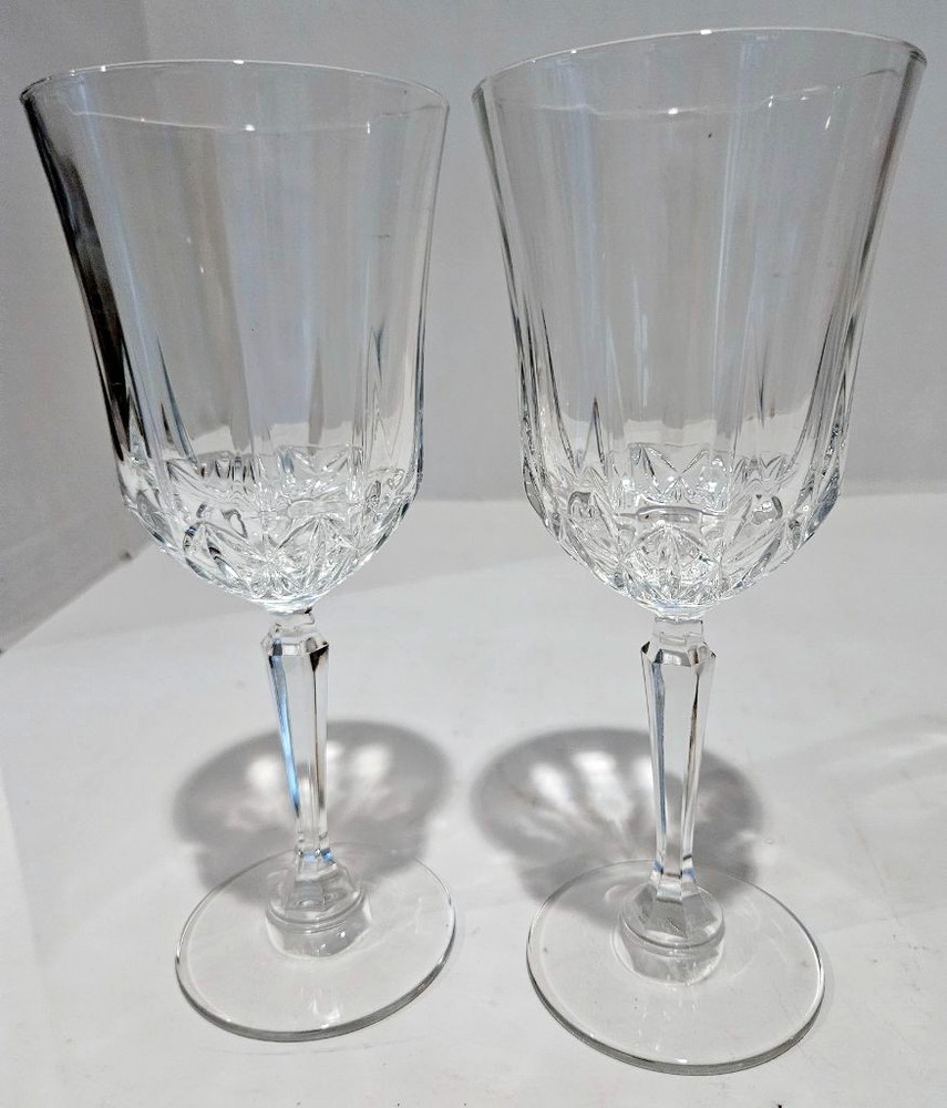 2 AMERICAN HERITAGE Crystal- Water Goblet -St. George -Clear- 8″-EUC