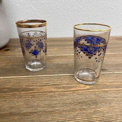 Vintage Cocktail Glass Blue Atomic Starburst Mid Century From París Set Of 2