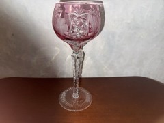 4 AJKA MARSALA CUT TO CLEAR CRYSTAL WINE HOCK GOBLETS GLASSES 8 1/4” T